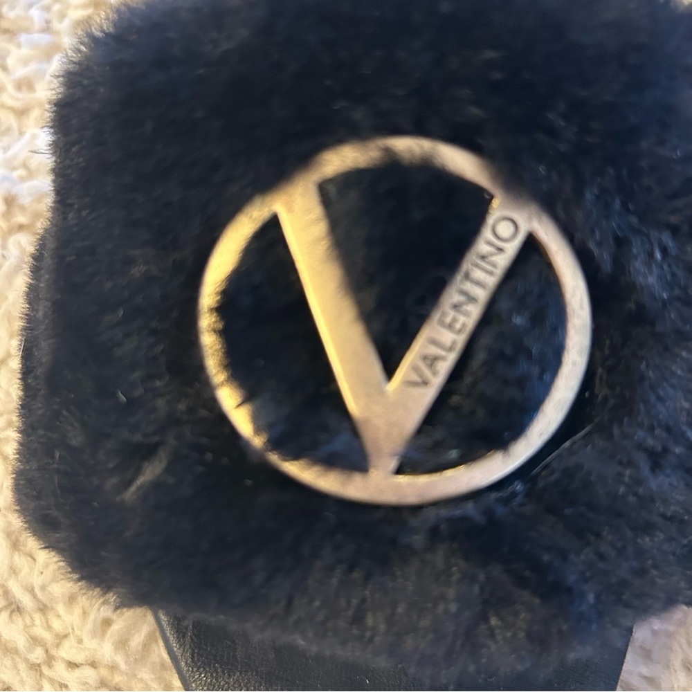 Valentino Black Fur Sandals with Gold Accent. BUNDLE with Dior box and ribbon 🎀 - Picture 4 of 7